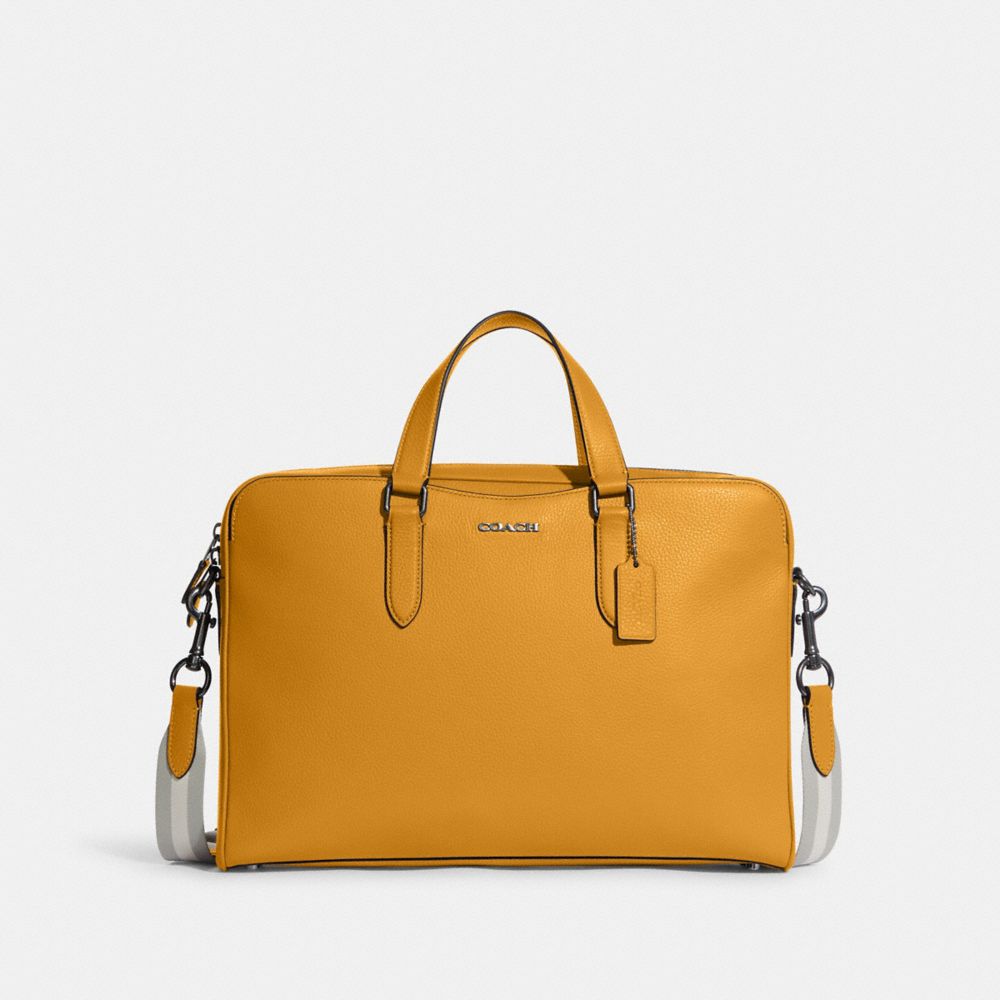 COACH C8174 Graham Structured Brief GUNMETAL/MUSTARD YELLOW