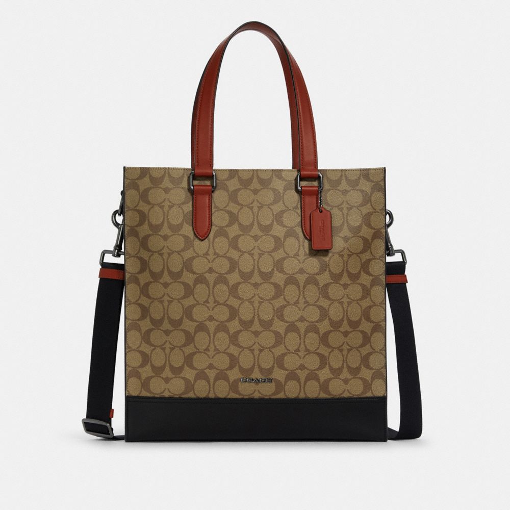 COACH C8177 - Graham Structured Tote In Colorblock Signature Canvas GUNMETAL/KHAKI TERRACOTTA MULTI