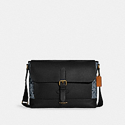 Hudson Messenger In Signature Chambray - BRASS/DENIM - COACH C8181