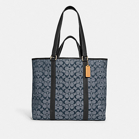 COACH C8182 Hudson Double Handle Tote In Signature Chambray BRASS/DENIM