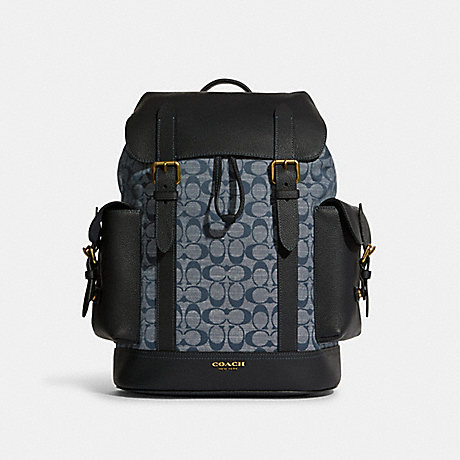 COACH C8183 Hudson Backpack In Signature Chambray BRASS/DENIM