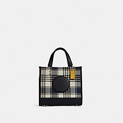 Dempsey Tote 22 With Garden Plaid Print And Coach Patch - C8198 - GOLD/MIDNIGHT MULTI