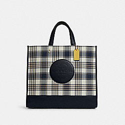 Dempsey Tote 40 With Garden Plaid Print And Coach Patch - C8200 - GOLD/MIDNIGHT MULTI