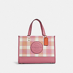 Dempsey Carryall With Garden Plaid Print And Coach Patch - GOLD/TAFFY MULTI - COACH C8201