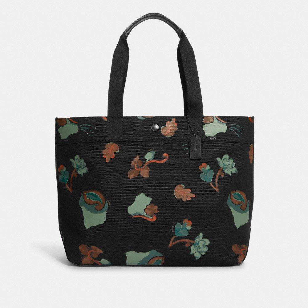 Tote 38 With Dreamy Leaves Print - GUNMETAL/BLACK MULTI - COACH C8213