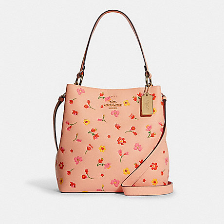 COACH Town Bucket Bag With Mystical Floral Print - GOLD/FADED BLUSH MULTI - C8214