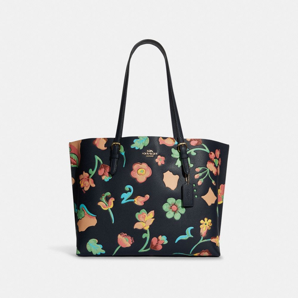 Mollie Tote With Dreamy Land Floral Print - GOLD/MIDNIGHT MULTI - COACH C8215