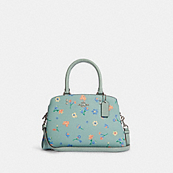 Mini Lillie Carryall With Mystical Floral Print - SILVER/LIGHT TEAL MULTI - COACH C8216