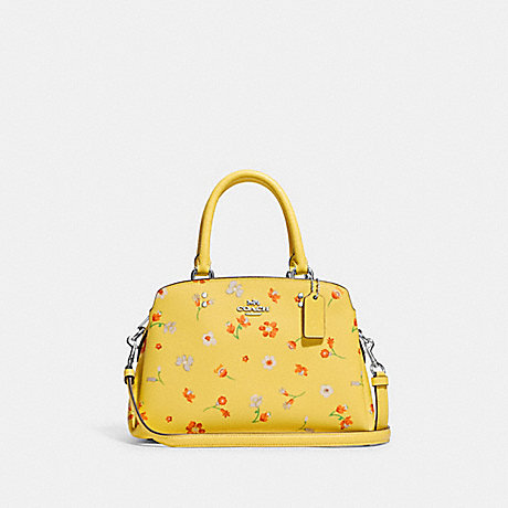 COACH Mini Lillie Carryall With Mystical Floral Print - SILVER/YELLOW MULTI - C8216