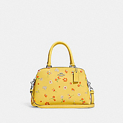 Mini Lillie Carryall With Mystical Floral Print - SILVER/YELLOW MULTI - COACH C8216