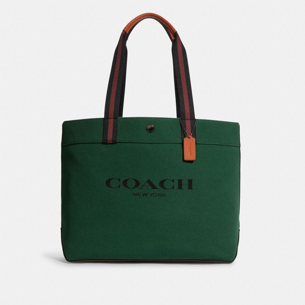 Tote 38 In Colorblock - C8221 - JI/KELLY GREEN DARK SADDLE