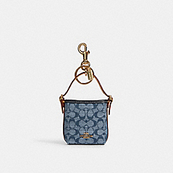 Mini Val Duffle Bag Charm In Signature Chambray - GOLD/DENIM - COACH C8223