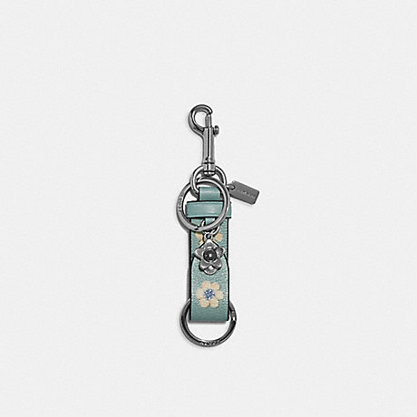 COACH C8226 Trigger Snap Bag Charm With Mystical Floral Print LIGHT-TEAL/SILVER
