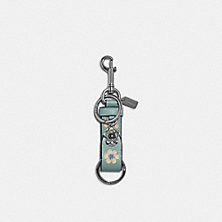 Trigger Snap Bag Charm With Mystical Floral Print - LIGHT TEAL/SILVER - COACH C8226
