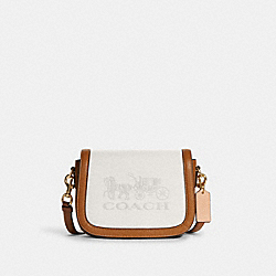 Saddle Bag In Colorblock With Horse And Carriage - C8228 - GOLD/CHALK MULTI