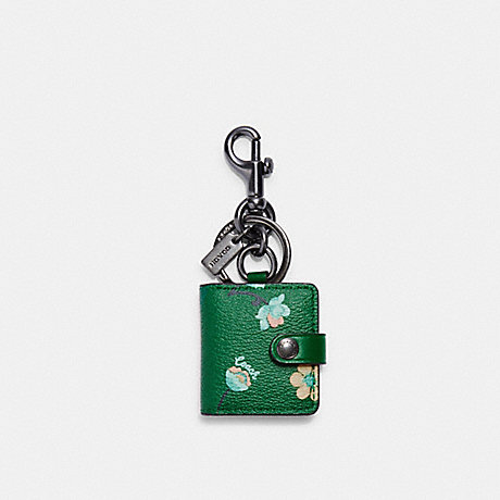 COACH Picture Frame Bag Charm With Mystical Floral Print - GUNMETAL/GREEN - C8234