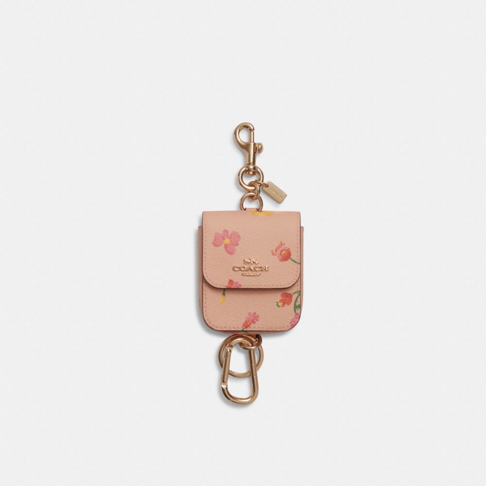 Multi Attachments Case Bag Charm With Mystical Floral Print - C8236 - GOLD/FADED BLUSH