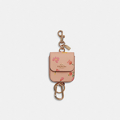 COACH C8236 Multi Attachments Case Bag Charm With Mystical Floral Print GOLD/FADED-BLUSH