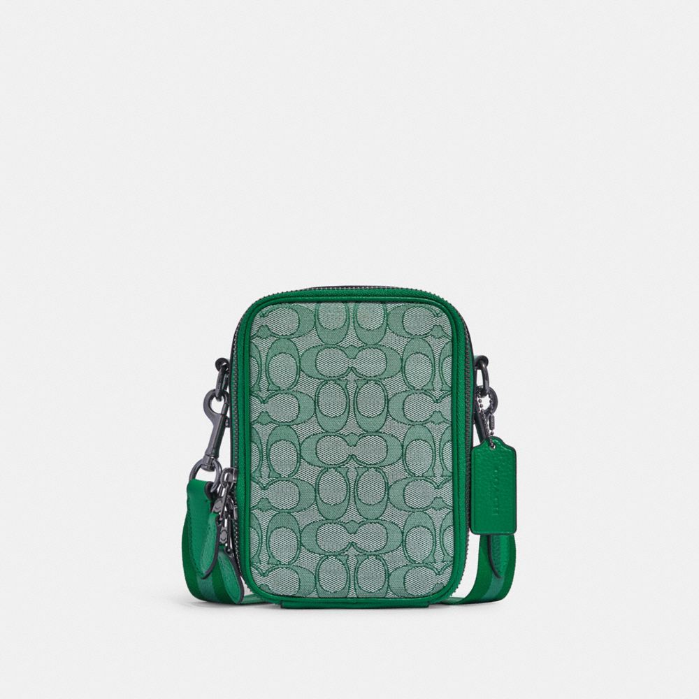 Stanton Crossbody In Signature Jacquard - C8237 - GUNMETAL/GREEN