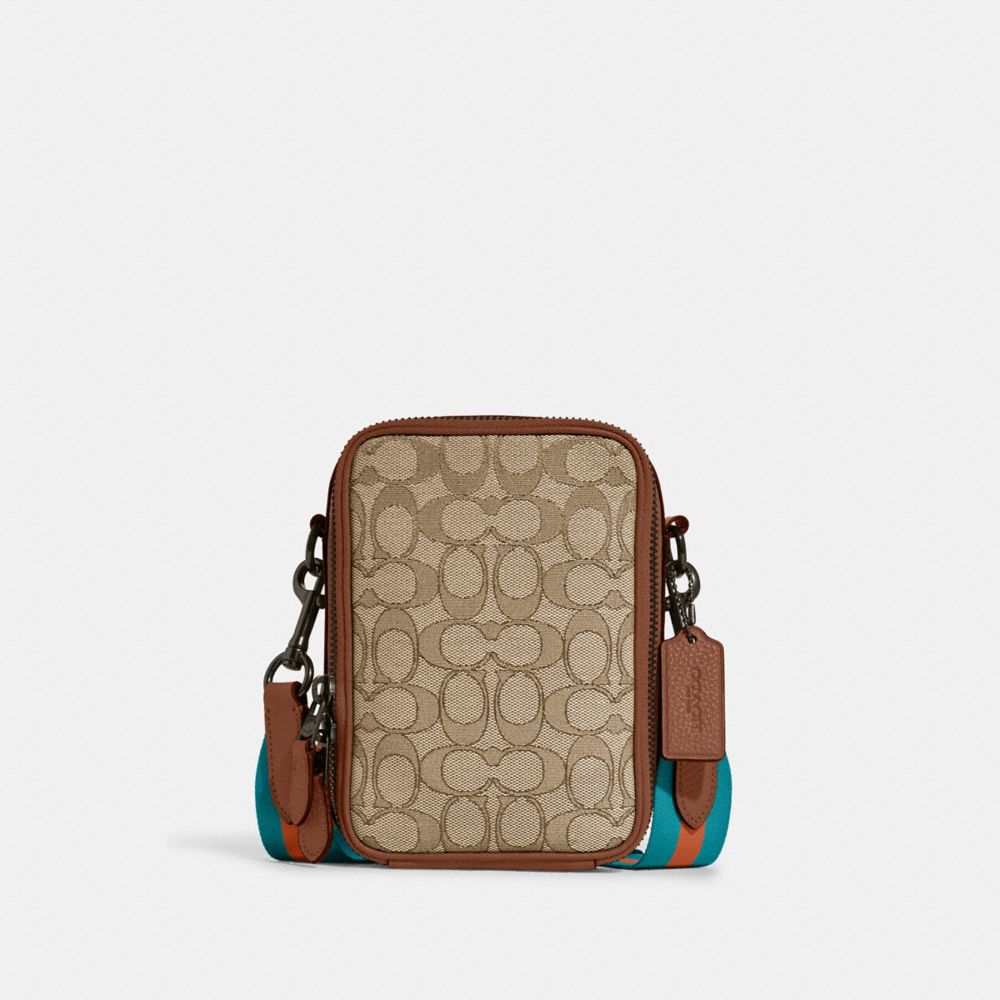 COACH C8237 Stanton Crossbody In Signature Jacquard GUNMETAL/KHAKI/BRIGHT TEAL