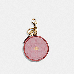 Circular Coin Pouch In Signature Jacquard - C8238 - GOLD/TAFFY