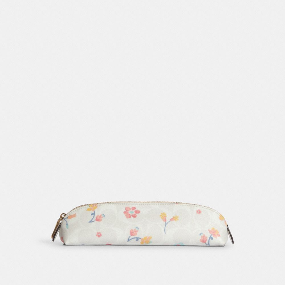 COACH C8246 Pencil Case In Signature Canvas With Mystical Floral Print GOLD/CHALK MULTI