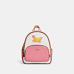 Mini Court Backpack In Signature Canvas With Butterfly - GOLD/CHALK/TAFFY MULTI - COACH C8257