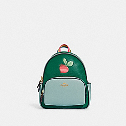 COACH C8259 Mini Court Backpack With Radish GOLD/GREEN/LIGHT TEAL MULTI