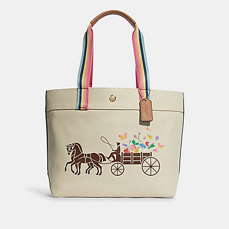COACH C8260 Tote With Dreamy Veggie Horse And Carriage GOLD/NATURAL-MULTI