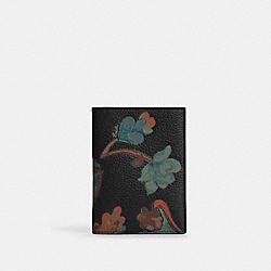 COACH Passport Case With Dreamy Leaves Print - GUNMETAL/BLACK MULTI - C8261
