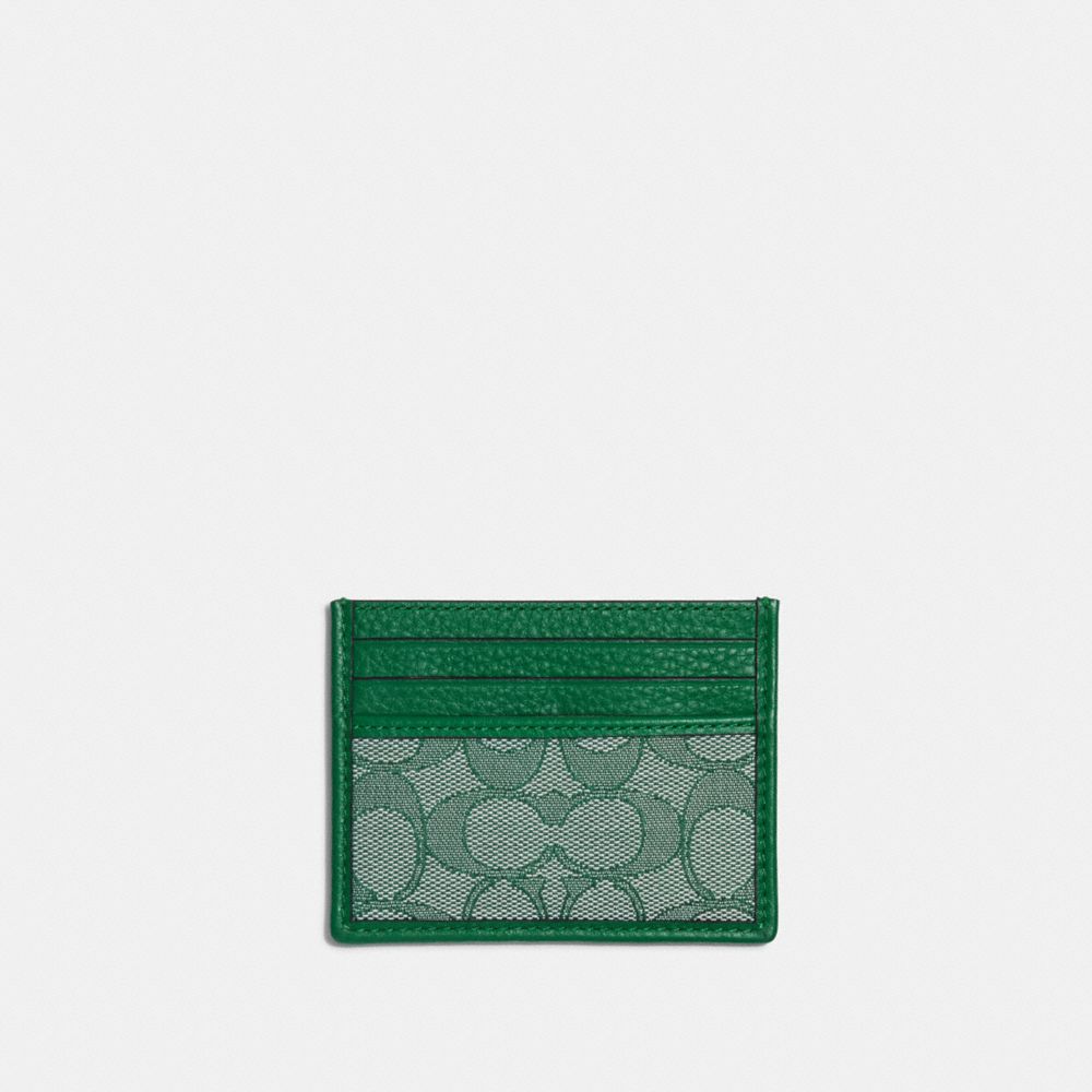 COACH C8265 - Slim Id Card Case In Signature Jacquard GUNMETAL/GREEN