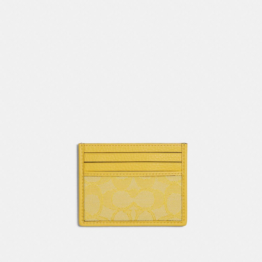 Slim Id Card Case In Signature Jacquard - C8265 - GUNMETAL/RETRO YELLOW