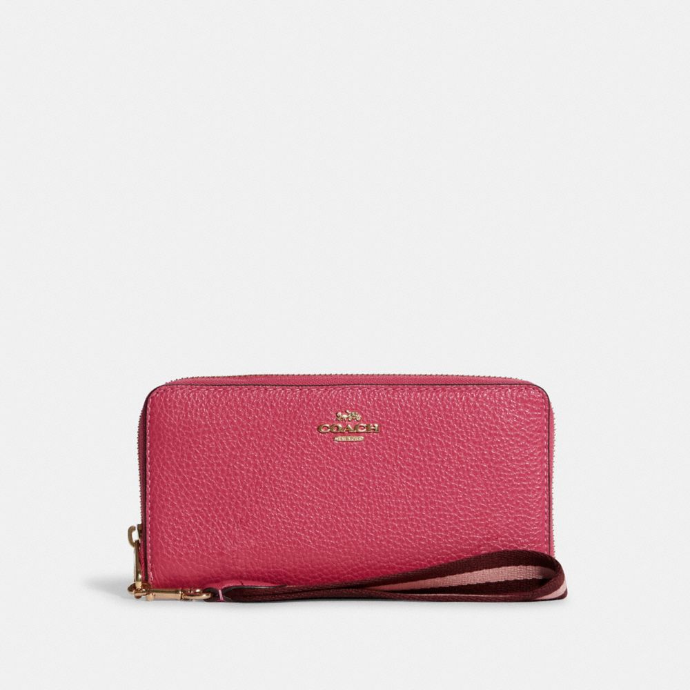 Long Zip Around Wallet - C8277 - GOLD/BOLD PINK