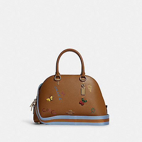 COACH C8281 Katy Satchel With Diary Embroidery GOLD/PENNY MULTI