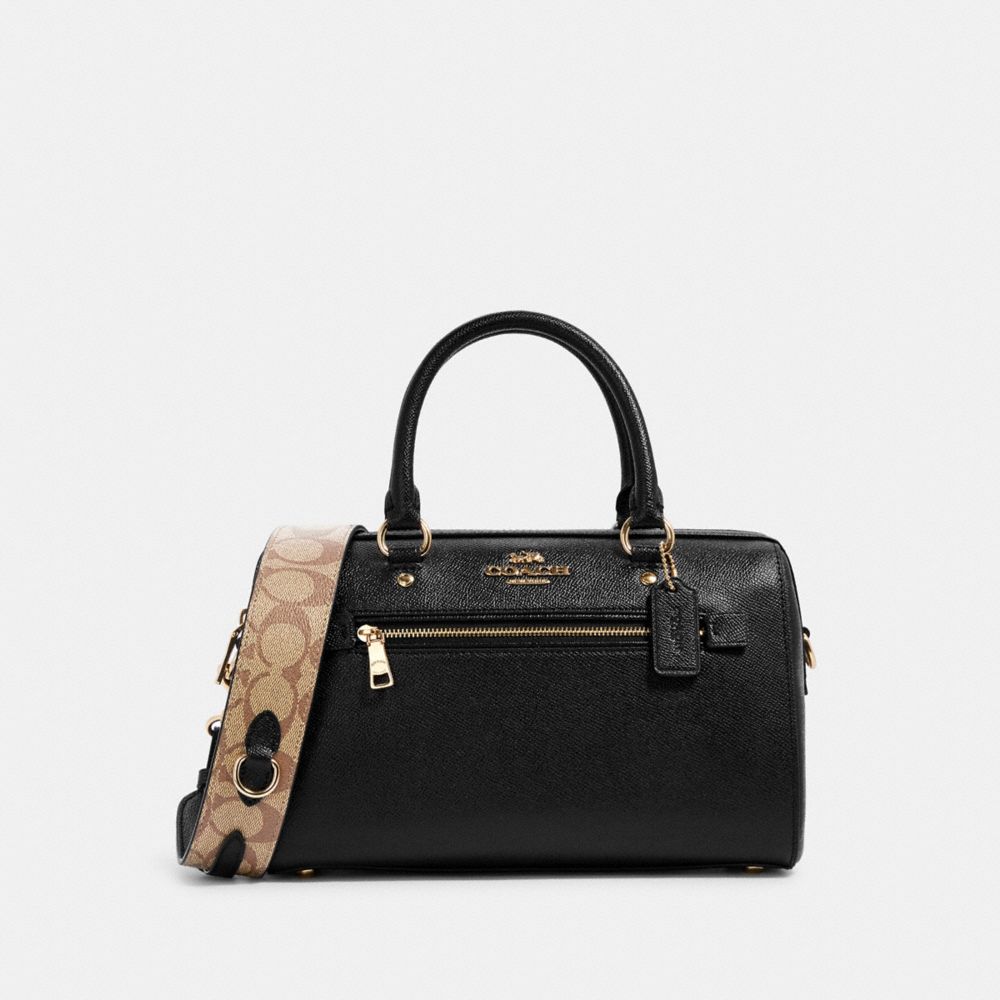 Rowan Satchel With Signature Canvas Detail - C8287 - GOLD/BLACK KHAKI