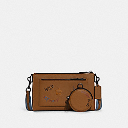 Holden Crossbody With Diary Embroidery - C8290 - GUNMETAL/PENNY MULTI