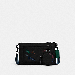 Holden Crossbody With Diary Embroidery - C8291 - GUNMETAL/BLACK MULTI