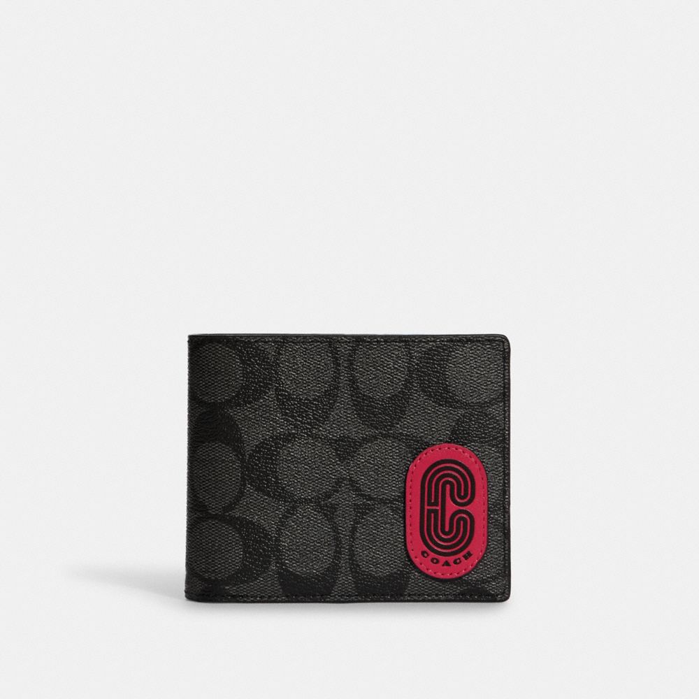 3 In 1 Wallet In Colorblock Signature Canvas With Coach Patch - C8297 - GUNMETAL/CHARCOAL/DENIM MULTI