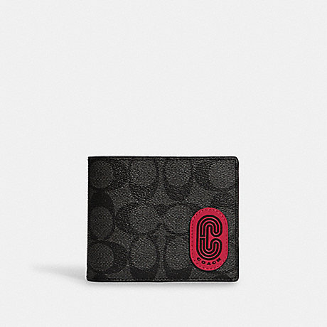 COACH 3 In 1 Wallet In Colorblock Signature Canvas With Coach Patch - GUNMETAL/CHARCOAL/DENIM MULTI - C8297