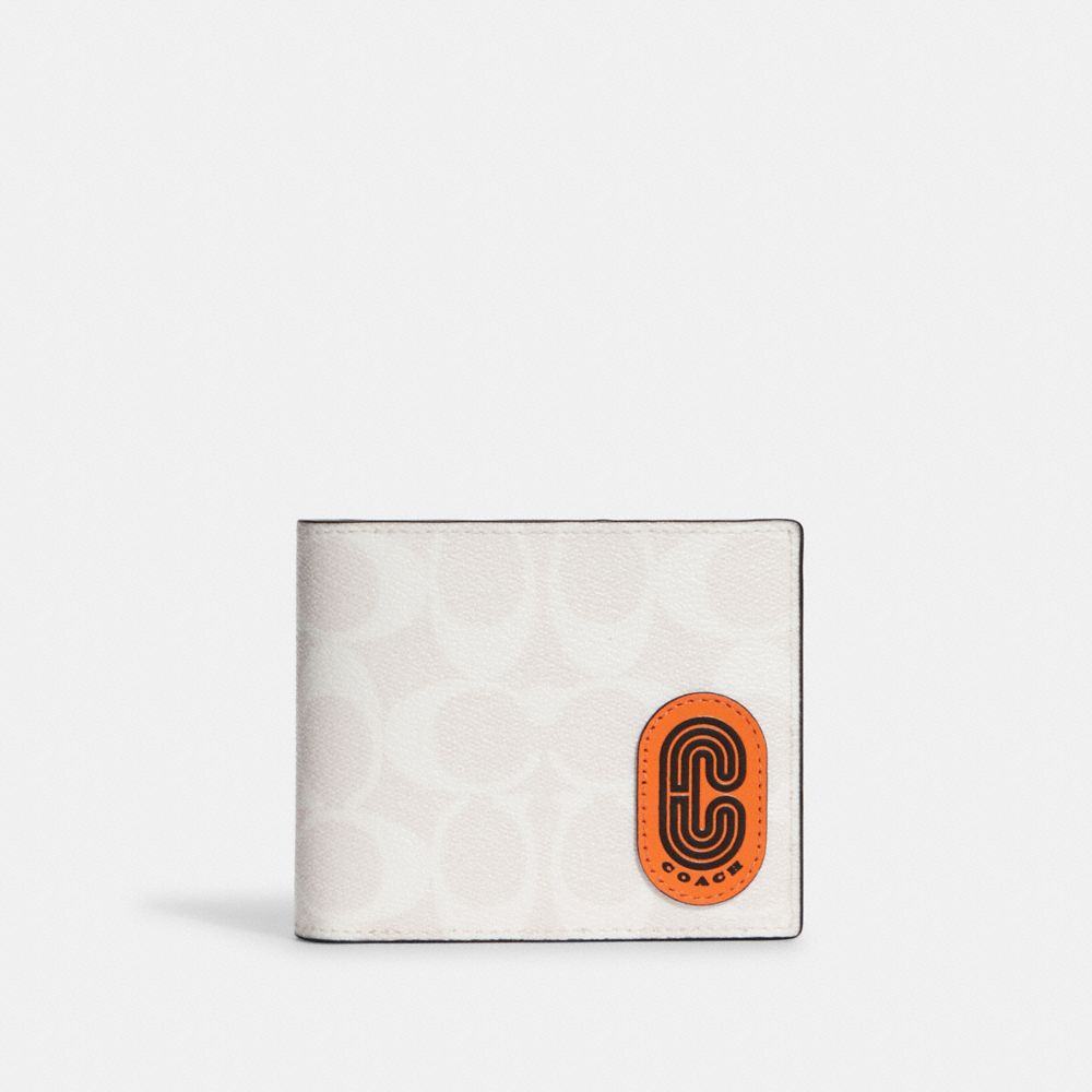 3 In 1 Wallet In Colorblock Signature Canvas With Coach Patch - C8297 - GUNMETAL/CHALK/CANDIED ORANGE MULTI