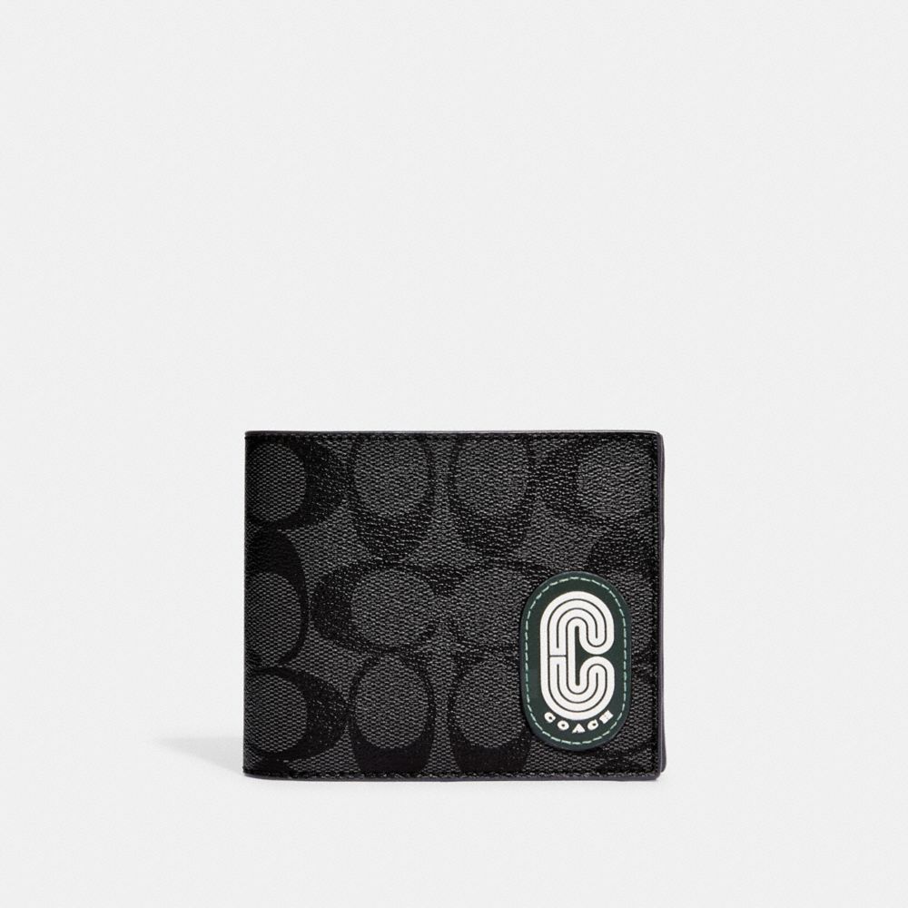 COACH C8297 3 In 1 Wallet In Colorblock Signature Canvas With Coach Patch Black Antique Nickel/Charcoal/Amazon Green