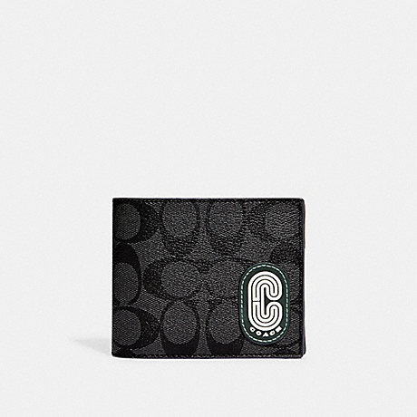 COACH C8297 3 In 1 Wallet In Colorblock Signature Canvas With Coach Patch Black Antique Nickel/Charcoal/Amazon Green