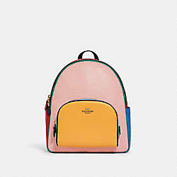 COACH C8299 - Court Backpack In Colorblock GOLD/POWDER PINK MULTI