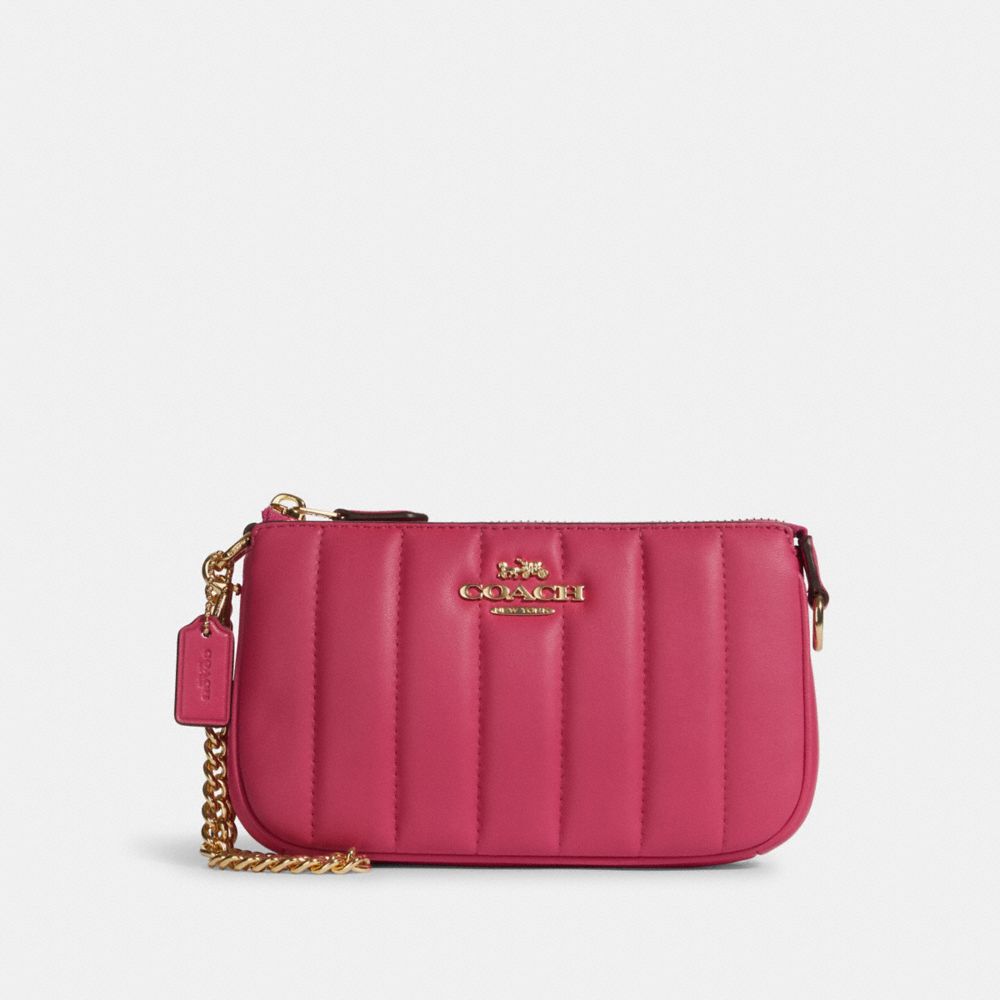 COACH Nolita 19 With Chain With Linear Quilting - GOLD/BOLD PINK - C8302