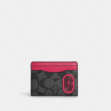 COACH C8305 Magnetic Card Case In Colorblock Signature Canvas With Coach Patch GUNMETAL/CHARCOAL/DENIM MULTI