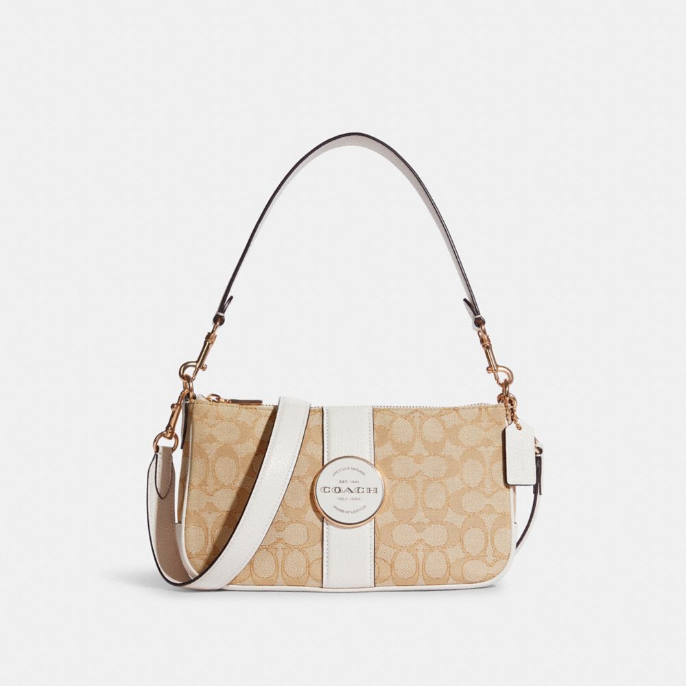 COACH Lonnie Baguette In Signature Jacquard - GOLD/LIGHT KHAKI CHALK - C8306