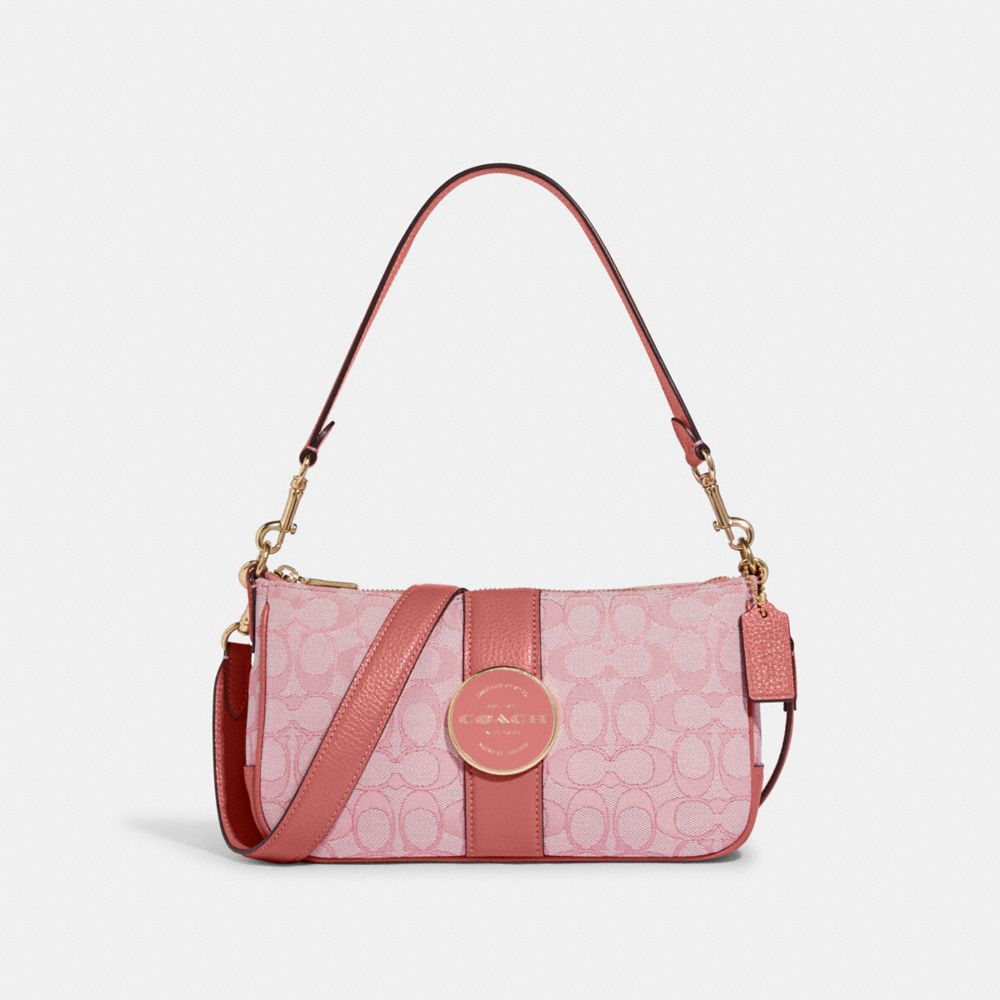 Lonnie Baguette In Signature Jacquard - GOLD/TAFFY - COACH C8306