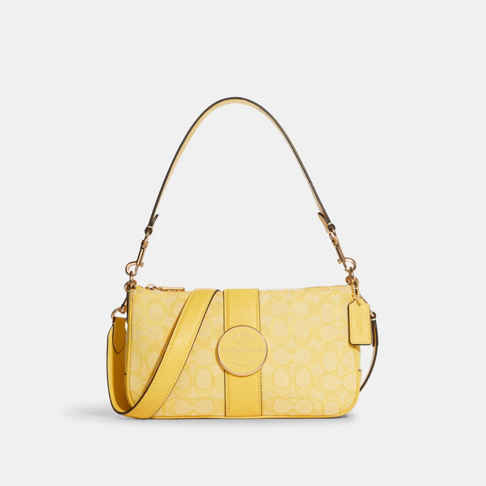 COACH C8306 Lonnie Baguette In Signature Jacquard GOLD/RETRO YELLOW