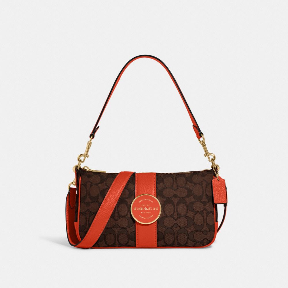 COACH C8306 Lonnie Baguette In Signature Jacquard IM/BROWN/MANGO