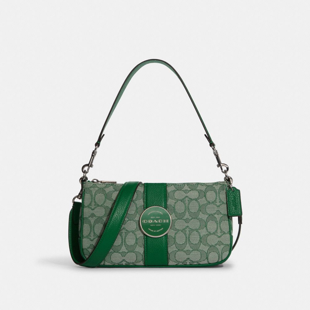 Lonnie Baguette In Signature Jacquard - C8306 - Silver/Green